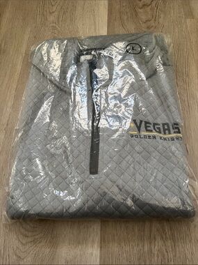 Vegas NWT  Golden Knights Quilted Gray Hoodie - Gray with Gold Detail